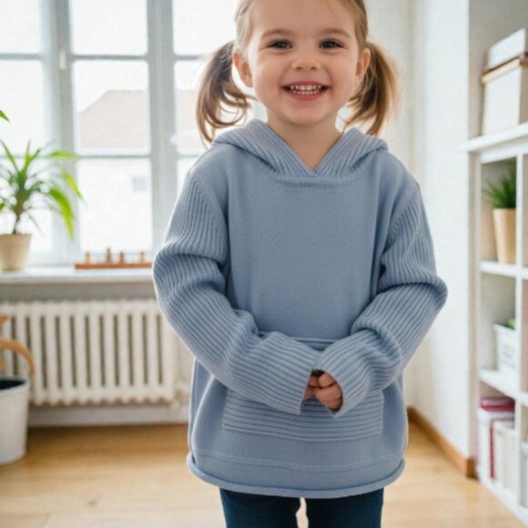 Tommy Hilfiger Other - Tommy Hilfiger Blue Ribbed Knit Hoodie Sweater size 4T